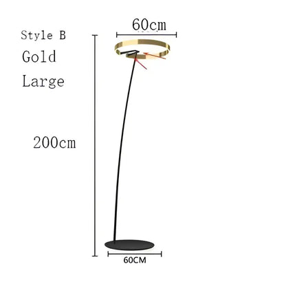 Modern black and gold circular luminescence led floor lamp living room