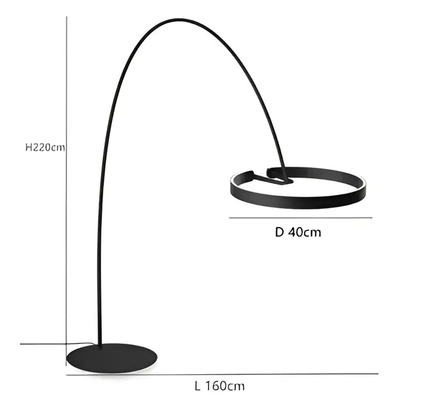 Modern black and gold circular luminescence led floor lamp living room