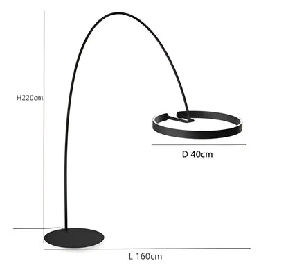Modern black and gold circular luminescence led floor lamp living room