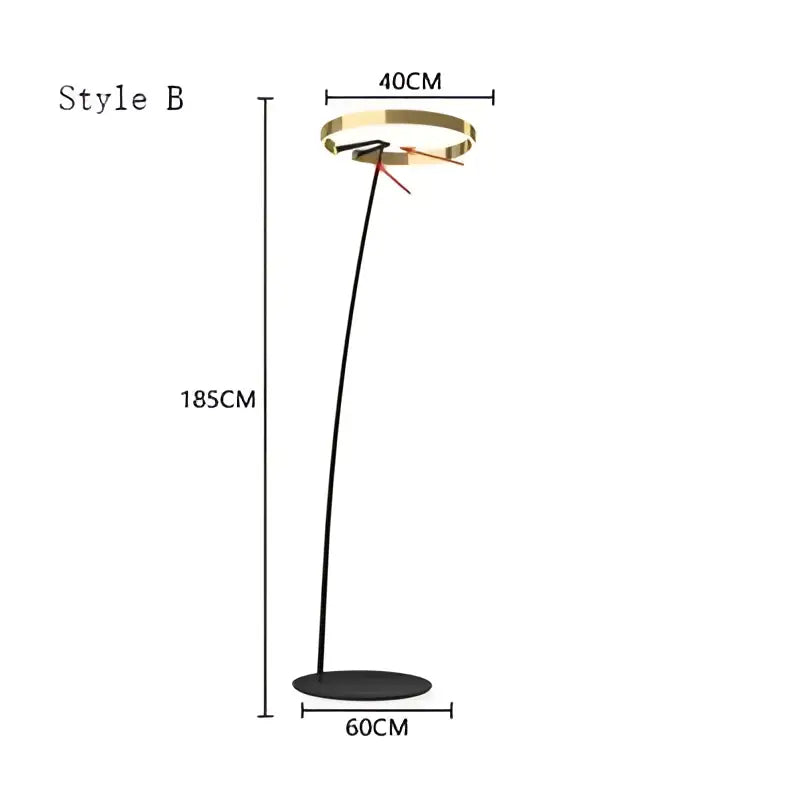 Modern black and gold circular luminescence led floor lamp living room