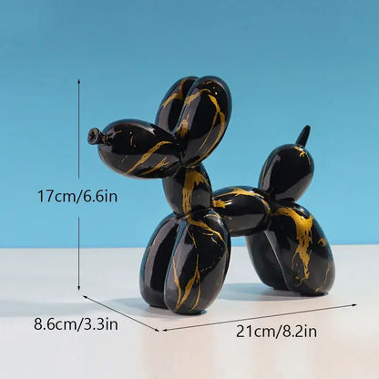 Modern black and gold crackle balloon dog sculpture living room decor