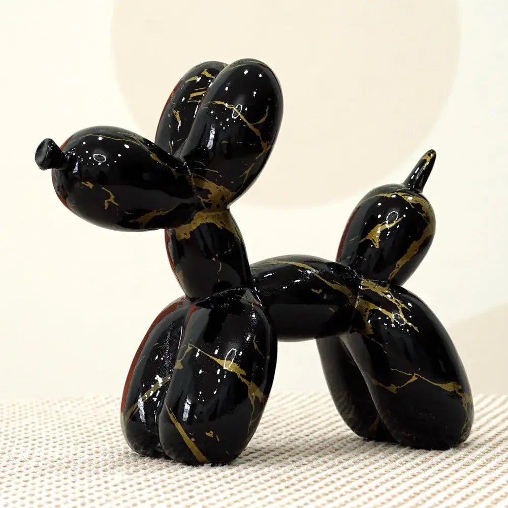 Modern black and gold crackle balloon dog sculpture living room decor