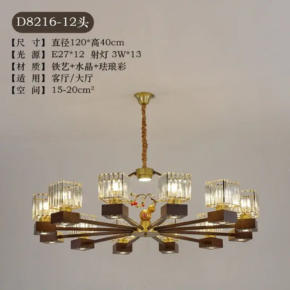 Modern black and gold crystal dining room chandelier with vine design