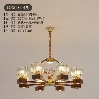 Modern black and gold crystal dining room chandelier with vine design