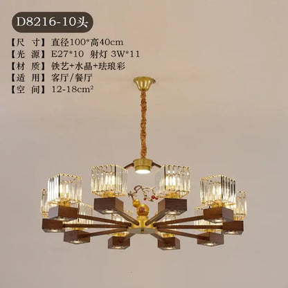 Modern black and gold crystal dining room chandelier with vine design