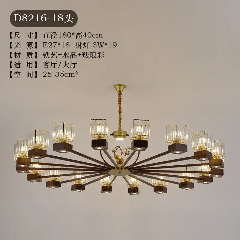 Modern black and gold crystal dining room chandelier with vine design