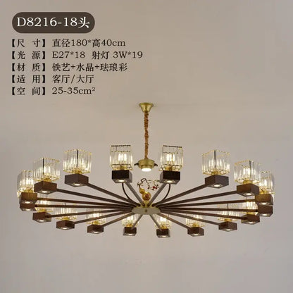 Modern black and gold crystal dining room chandelier with vine design