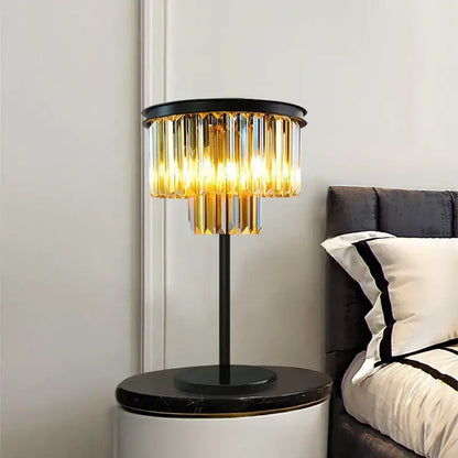 Modern black and gold crystal floor lamp for living room decor
