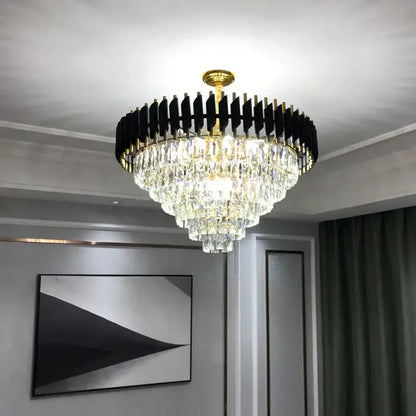 Modern black and gold crystal led pendant chandelier dining room