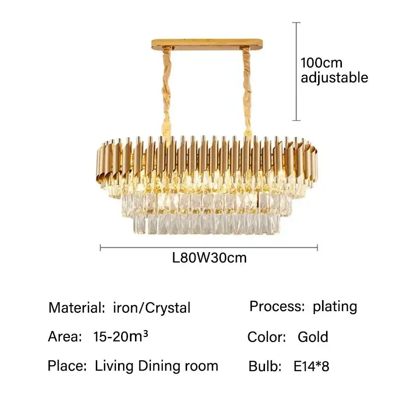 Modern black and gold crystal led pendant chandelier dining room
