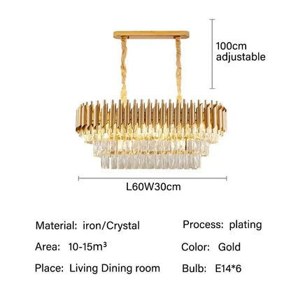 Modern black and gold crystal led pendant chandelier dining room