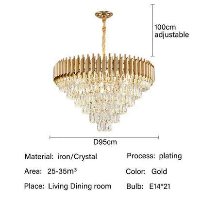 Modern black and gold crystal led pendant chandelier dining room
