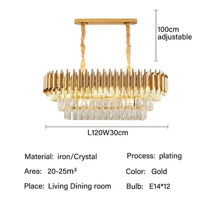 Modern black and gold crystal led pendant chandelier dining room