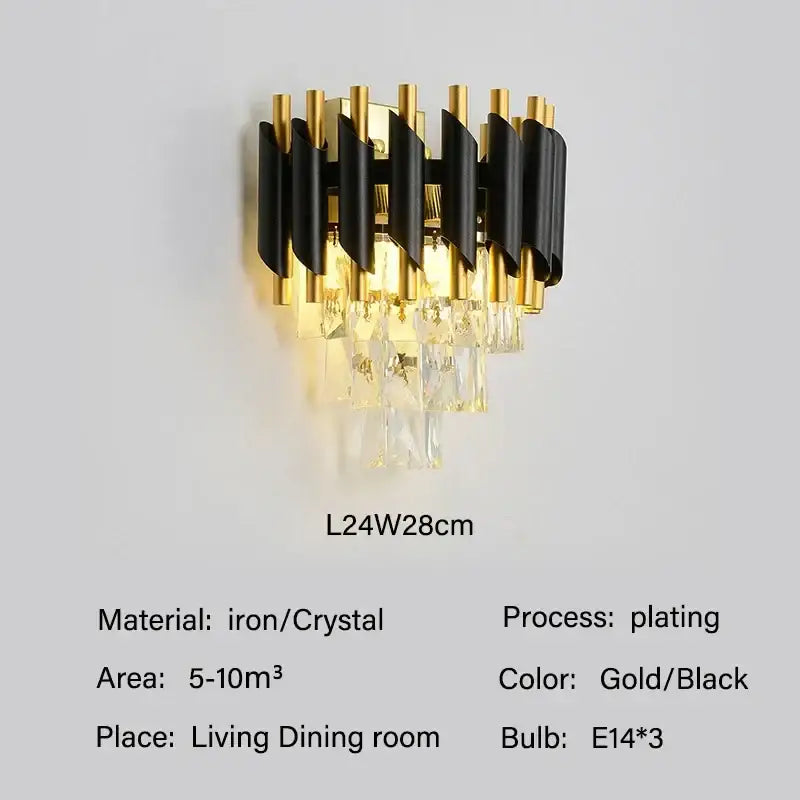 Modern black and gold crystal led pendant chandelier dining room