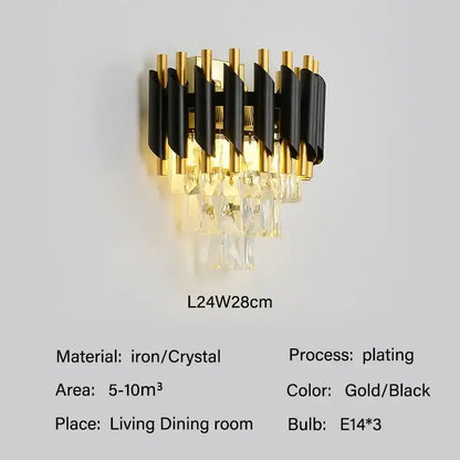 Modern black and gold crystal led pendant chandelier dining room