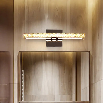 Modern black and gold crystal led wall light bathroom fixture