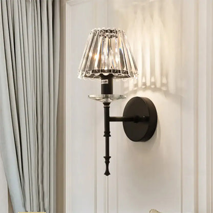 Modern black and gold crystal wall light living room e12 fixture