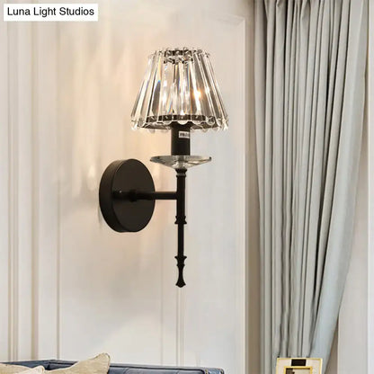 Modern black and gold crystal wall light living room e12 fixture