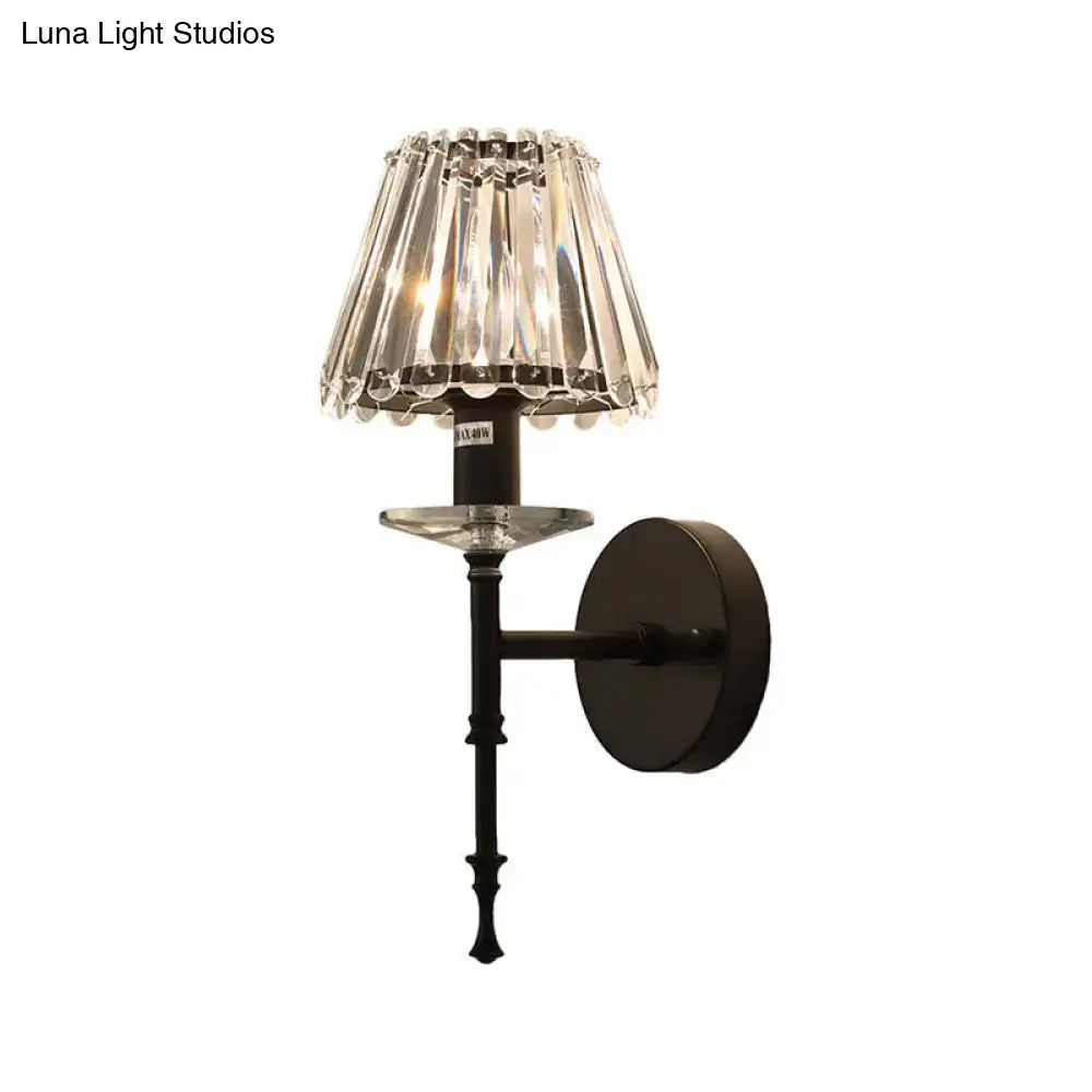 Modern black and gold crystal wall light living room e12 fixture