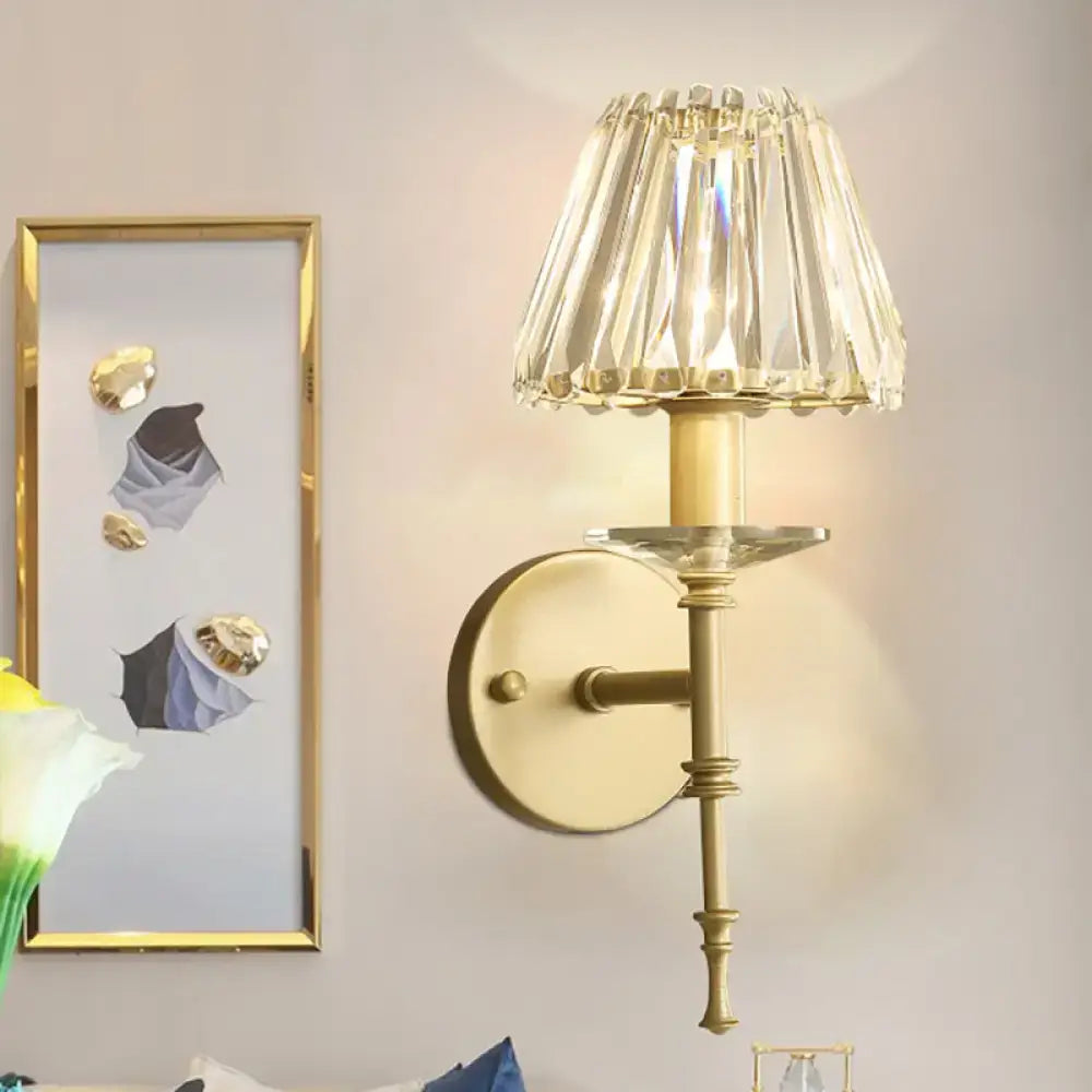Modern black and gold crystal wall light living room e12 fixture