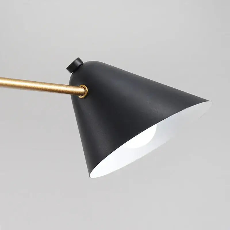 Modern black and gold cone shade chandelier dining room