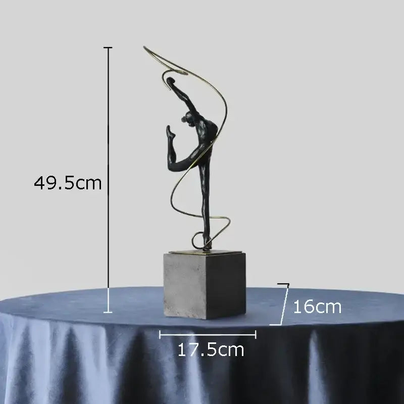 Modern black and gold gymnast figures living room sculpture