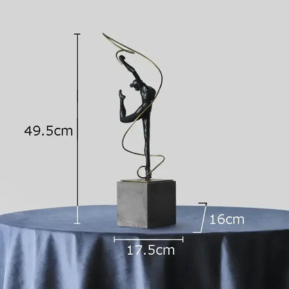Modern black and gold gymnast figures living room sculpture
