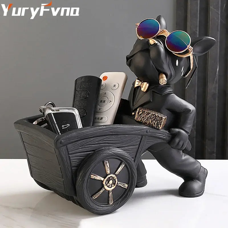Modern black and gold dog statue resin art study figurine