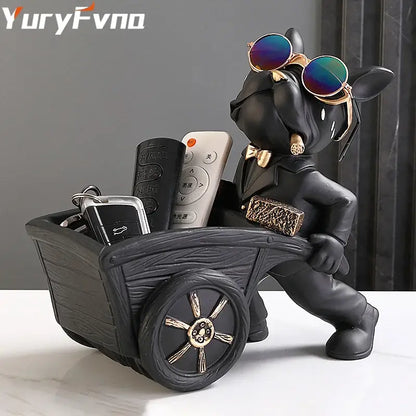 Modern black and gold dog statue resin art study figurine