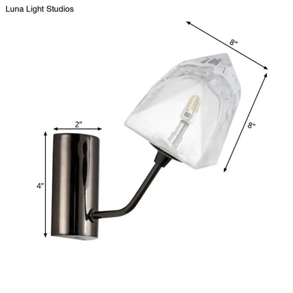 Modern black and gold faceted glass wall sconce stairway light
