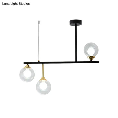 Modern black and gold glass ball island chandelier dining room light