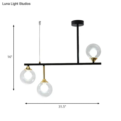 Modern black and gold glass ball island chandelier dining room light
