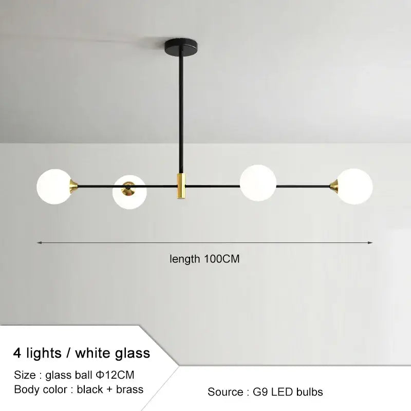 Modern black and gold glass ball pendant chandelier dining room