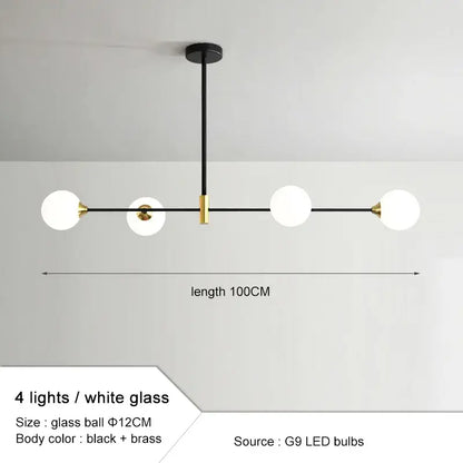 Modern black and gold glass ball pendant chandelier dining room