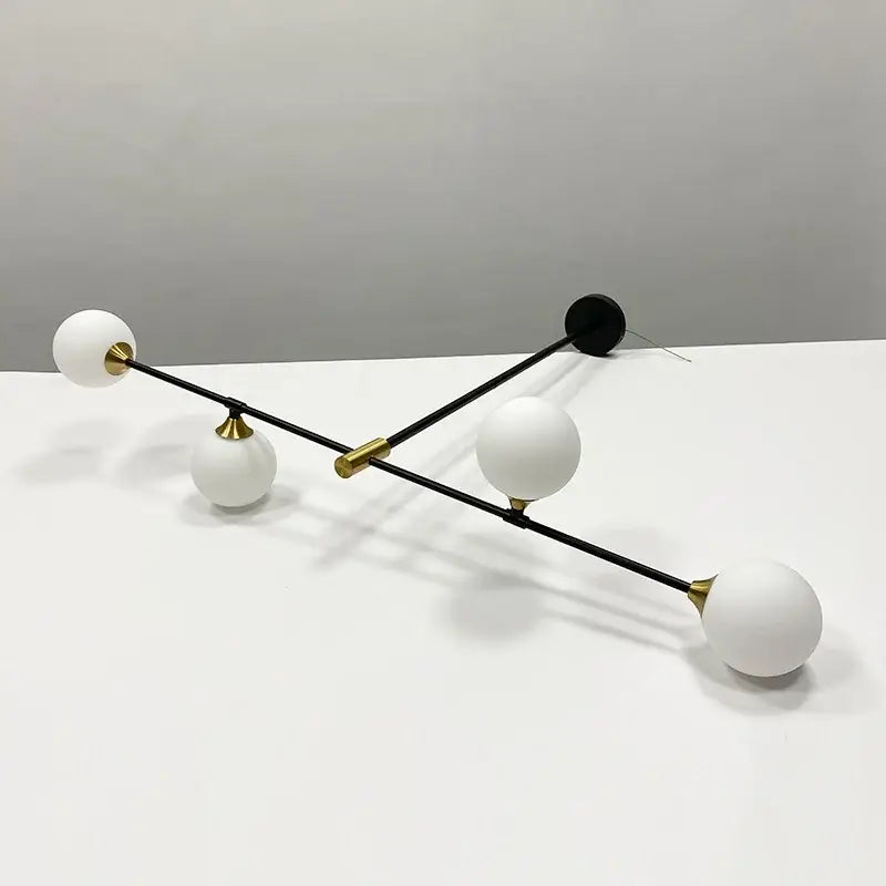 Modern black and gold glass ball pendant chandelier dining room