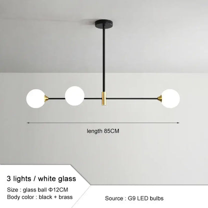 Modern black and gold glass ball pendant chandelier dining room