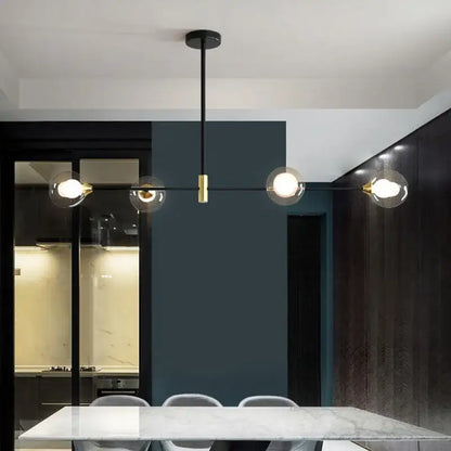 Modern black and gold glass ball pendant chandelier dining room