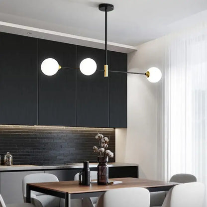 Modern black and gold glass ball pendant chandelier dining room