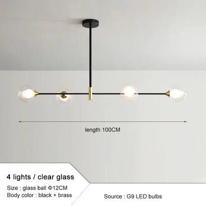 Modern black and gold glass ball pendant chandelier dining room