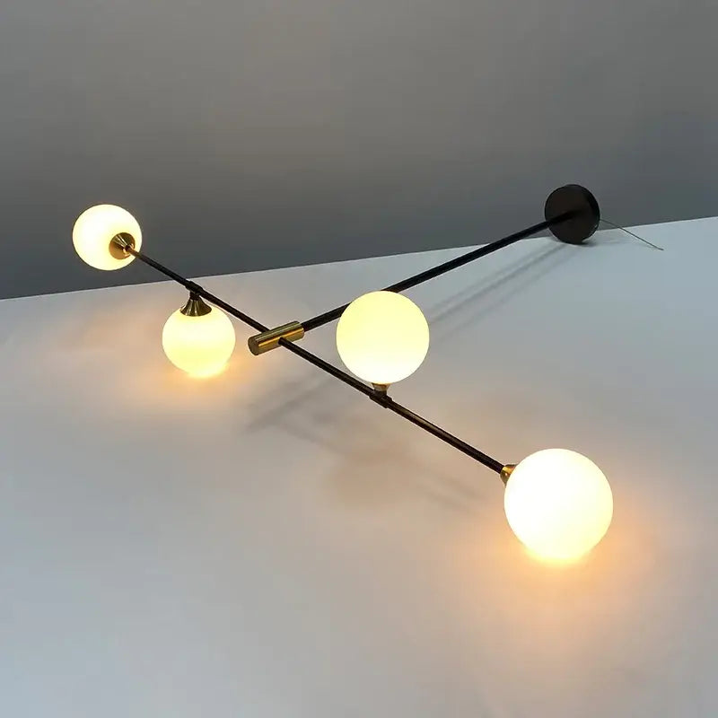 Modern black and gold glass ball pendant chandelier dining room