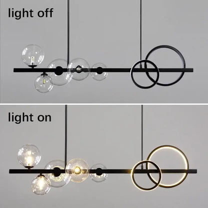 Modern black and gold glass ball pendant chandelier kitchen light