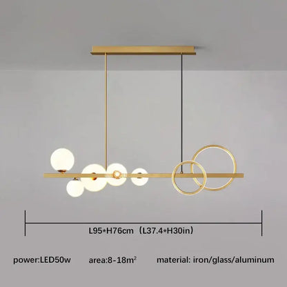 Modern black and gold glass ball pendant chandelier kitchen light