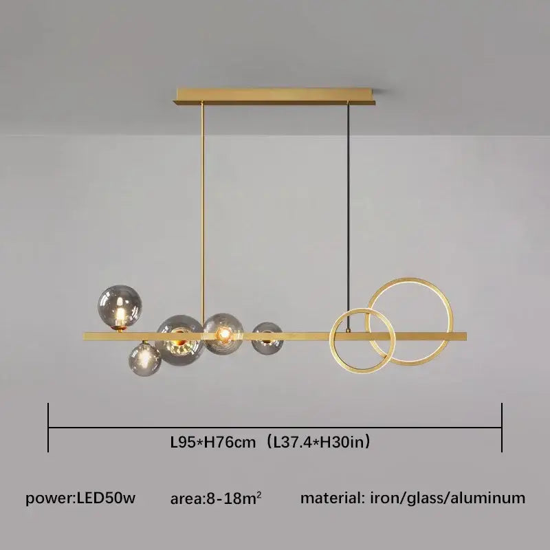 Modern black and gold glass ball pendant chandelier kitchen light