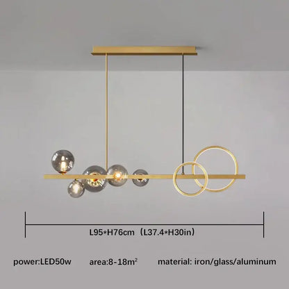 Modern black and gold glass ball pendant chandelier kitchen light