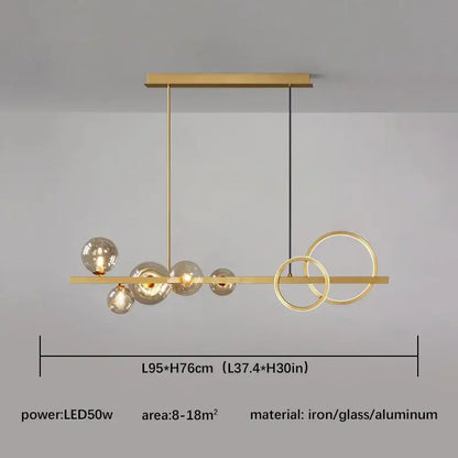 Modern black and gold glass ball pendant chandelier kitchen light