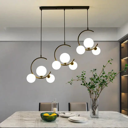 Modern black and gold glass ball pendant light for living room