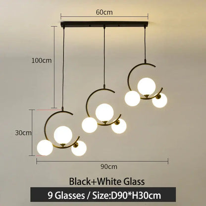 Modern black and gold glass ball pendant light for living room