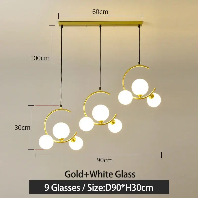 Modern black and gold glass ball pendant light for living room
