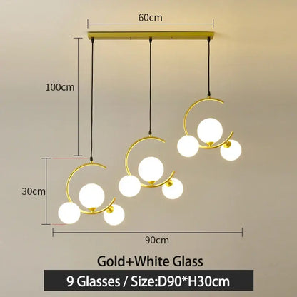 Modern black and gold glass ball pendant light for living room