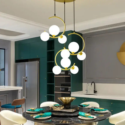 Modern black and gold glass ball pendant light for living room